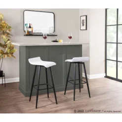 Set Of 2 Ale Faux Leather/Steel Barstools Black/White - LumiSource -Baxton Studio Shop GUEST b79805b2 8ed2 4fca a6fe 0171b386270f