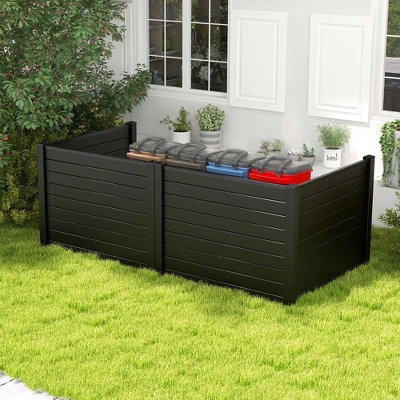 Costway 48"L X 37.5"H Air Conditioner Fence With 3 Ground Stakes Black/White 4 Costway 48"L X 37.5"H Air Conditioner Fence With 3 Ground Stakes Black/White - Image 4