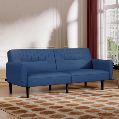 Dyonery 75.8" Linen Fabric Comfy Futon Couch Bed For Living Room 3 Seater Convertible Sleeper Sofa With Adjustable Backrests Modern Folding Loveseat 9 Dyonery 75.8" Linen Fabric Comfy Futon Couch Bed For Living Room 3 Seater Convertible Sleeper Sofa With Adjustable Backrests Modern Folding Loveseat - Image 9