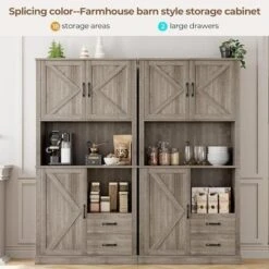 Whizmax Modern Kitchen Pantry Cabinet With Microwave Stand, Tall Storage Hutch With Drawers & Adjustable Shelves For Dining Room, Living Room -Baxton Studio Shop GUEST b8666f62 9a32 496a 8c87 bbaed3336b28