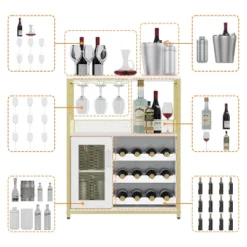 GustoWave Small Bar Cabinet, Modern Liquor Cabinet With Adjustable Wine Rack & Storage Shelves For Home -Baxton Studio Shop GUEST b87f0071 ff70 4068 a613 debeab31bbde