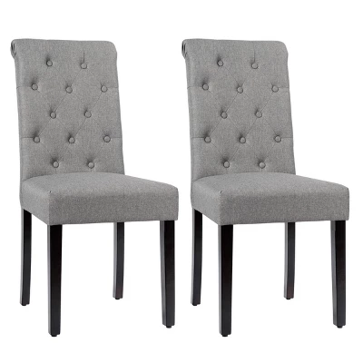 Costway Set Of 2 Parsons Upholstered Fabric Chair With Wooden Legs Pink/Beige/Grey/White&Black 11 Costway Set Of 2 Parsons Upholstered Fabric Chair With Wooden Legs Pink/Beige/Grey/White&Black - Image 11