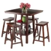 5pc Orlando 2 Shelves Counter Height Dining Set With Saddle Seat Wood/Walnut- Winsome