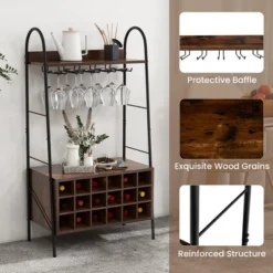 Costway Industrial Rack Freestanding Bottle Holder With Stemware Holder & Open Shelves 17 Costway Industrial Rack Freestanding Bottle Holder With Stemware Holder & Open Shelves -Baxton Studio Shop GUEST b9411662 66e2 4bda 878b cd278af2c2c9