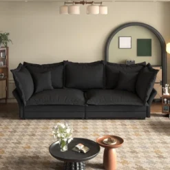 90.55" Modern Sofa Couch, Comfy Upholstered Deep Seat Sofa With Pillows, Convertible Loveseat For Living Room Bedroom Apartment Office -Baxton Studio Shop GUEST b98cf28b ffc7 4133 84c0 4627571b9196