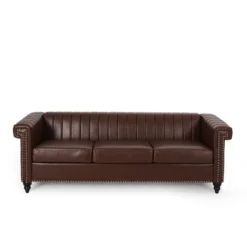 Drury Contemporary Channel Stitch 3 Seater Sofa With Nailhead Trim - Christopher Knight Home 22 Drury Contemporary Channel Stitch 3 Seater Sofa With Nailhead Trim - Christopher Knight Home -Baxton Studio Shop GUEST b9b15af3 7b7d 4591 8dac 50efa9a28784