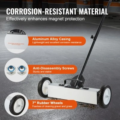 VEVOR 45Lbs Rolling Magnetic Sweeper With Wheels, Push-Type Magnetic Pick Up Sweeper, 18-inch Large Magnet Pickup Lawn Sweeper 6 VEVOR 45Lbs Rolling Magnetic Sweeper With Wheels, Push-Type Magnetic Pick Up Sweeper, 18-inch Large Magnet Pickup Lawn Sweeper - Image 6