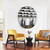 Vintiquewise Vintage Decorative Modern Black Metal Round Wall Mounted Wine Display Rack