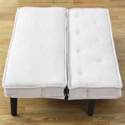 66'' Soft Corduroy Fabric Sofa Bed With Button-Tufted Backrest, Convertible For Living Room, Apartment And Bedroom -Baxton Studio Shop GUEST ba2bbd7b 518c 40d8 8e47 838398a7ede9