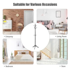 Costway Coat Rack Wooden Hall Tree 2 Adjustable Height W/ 9 Hooks WalnutBlack Grey 13 Costway Coat Rack Wooden Hall Tree 2 Adjustable Height W/ 9 Hooks WalnutBlack Grey -Baxton Studio Shop GUEST ba3169bb d5a9 4ea4 a8f5 006841b1e222