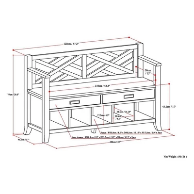 48" Lancaster Solid Wood Entryway Storage Bench With Drawers And Cubbies Espresso Brown - WyndenHall 5 48" Lancaster Solid Wood Entryway Storage Bench With Drawers And Cubbies Espresso Brown - WyndenHall - Image 5