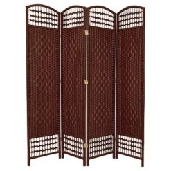 5 1/2 Ft. Tall Fiber Weave Room Divider 4 Panels - Oriental Furniture -Baxton Studio Shop GUEST ba451344 fe44 432f 86c6 bebab49ef001