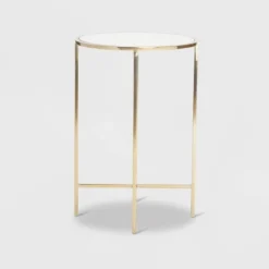 Elliott Marble Side Table White/Gold - Adore Decor -Baxton Studio Shop GUEST ba49cf27 6569 4ad4 a314 75b01c6a2729