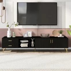 Modern TV Stand For TVs Up To 77'' With 5 Champagne Legs-ModernLuxe -Baxton Studio Shop GUEST ba945fca 22f4 4b6c 825c 2b7fb009dd21