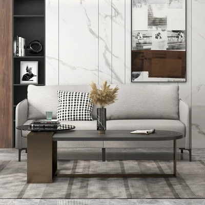 Costway Modern 76'' Loveseat Sofa Couch For Living Room Apartment Dorm With Metal Legs Gray 3 Costway Modern 76'' Loveseat Sofa Couch For Living Room Apartment Dorm With Metal Legs Gray - Image 3