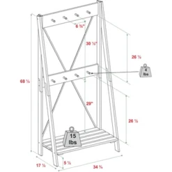 68" Solid Wood X Back Angled Hall Tree White Wash - Saracina Home -Baxton Studio Shop GUEST bb29985f ab49 4989 acce 133d6ff43ac2