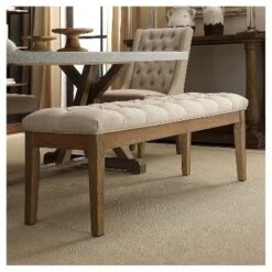 Beechhurst Button Tufted Bench Wood - Inspire Q -Baxton Studio Shop GUEST bb521f70 8b63 4a61 991d 230e5ee7a7bc
