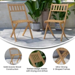 Flash Furniture Indoor/Outdoor Solid Acacia Wood Folding Bistro Chairs In Natural - Set Of 2 -Baxton Studio Shop GUEST bb71af7f f508 4593 85b0 cf04c52423ea