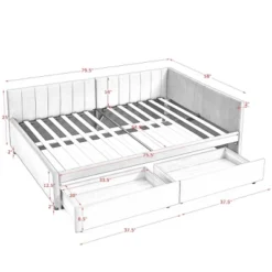 Tiramisubest Full Size Bed Frame Tufted Daybed Velvet Upholstered Frame Storage Drawers Living Room Bedroom Eucalyptus Wood Frame -Baxton Studio Shop GUEST bb735e9e 0157 45d2 aa72 5e2dd7e09e00
