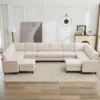 Hyleory Spacious 12-Seater U-Shaped Modular Sofa With Ottomans,Relaxed Style, Reconfigurable Design