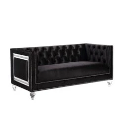 67" Heibero Sofa Black Velvet - Acme Furniture