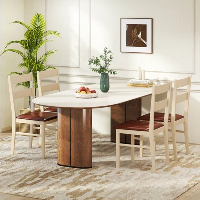 Costway Wooden Dining Chair Set Of 2/4 With Rubber Wood Frame Padded Seat For Kitchen 4 Costway Wooden Dining Chair Set Of 2/4 With Rubber Wood Frame Padded Seat For Kitchen - Image 4