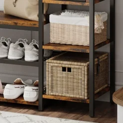 3-in-1 Hall Tree Coat Rack With Shoe Storage And Drawer, Heavy-Duty Steel Frame Entryway Bench, Multifunctional Mudroom Organizer -Baxton Studio Shop GUEST bc44870b e477 4335 aa47 4777d650de2c