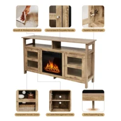 Costway 58'' Fireplace TV Stand W/18'' 1500W Electric Fireplace Up To 65'' Grey -Baxton Studio Shop GUEST bc6374e2 cce3 4989 bc9b 7635cb594570