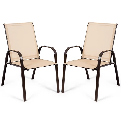 Costway 2PCS Patio Chairs Deck Yard W/Armrest Brown/Beige/Gray 7 Costway 2PCS Patio Chairs Deck Yard W/Armrest Brown/Beige/Gray - Image 7