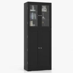 Costway Tall Storage Cabinet Kitchen Pantry Cupboard With Tempered Glass Doors & Shelves Black/White 18 Costway Tall Storage Cabinet Kitchen Pantry Cupboard With Tempered Glass Doors & Shelves Black/White -Baxton Studio Shop GUEST bc71367a 78f5 408d ac76 a992f34489c3