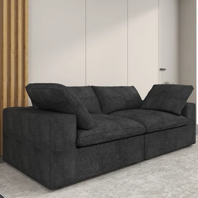 78" Cloud Modular Sectional Sofa With Thick Cushion,Minimalist Lovesofa Convertible Couch Deep Seat Couches For Living Room Sets 2 78" Cloud Modular Sectional Sofa With Thick Cushion,Minimalist Lovesofa Convertible Couch Deep Seat Couches For Living Room Sets - Image 2