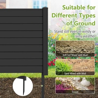 Costway 48"L X 37.5"H Air Conditioner Fence With 3 Ground Stakes Black/White 8 Costway 48"L X 37.5"H Air Conditioner Fence With 3 Ground Stakes Black/White - Image 8