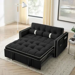 Modern 55.5" Pull Out Sleep Sofa Bed 2 Seater Loveseats Sofa Couch With Side Pockets -Baxton Studio Shop GUEST bca4f0eb 0cc0 4b0a b169 1238c02afa4a