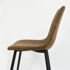 Harold+Bingo Modern 5 Piece Black Round Dining Table Set With Black Faux Leather Dining Chairs Set Of 4 With Walnut Finish Legs-Maison Boucle 12 Harold+Bingo Modern 5 Piece Black Round Dining Table Set With Black Faux Leather Dining Chairs Set Of 4 With Walnut Finish Legs-Maison Boucle -Baxton Studio Shop GUEST bcaa5603 03ab 4504 b49e f972d4bd74fa