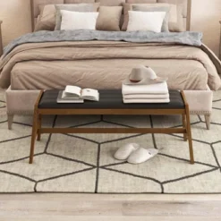 Costway 1/2 PCS 50" Long Solid Wood Dining Bench With Faux Leather Padded Seat Rubber Wood Frame 17 Costway 1/2 PCS 50" Long Solid Wood Dining Bench With Faux Leather Padded Seat Rubber Wood Frame -Baxton Studio Shop GUEST bce7ea66 b085 4514 bbf7 316e8559003c