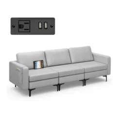 Costway Modular 3-Seat Sofa Couch W/ Socket USB Ports & Side Storage Pocket 21 Costway Modular 3-Seat Sofa Couch W/ Socket USB Ports & Side Storage Pocket -Baxton Studio Shop GUEST bce951af 0b40 4e7b 9e98 1c9aacc52e85