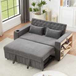 67.7" Chenille Reclining Loveseat Sofa Bed With USB Ports, Cup Holders, And Storage Pockets -Baxton Studio Shop GUEST bcfd305e 1f7e 4eaf 8a30 29396122e9fd