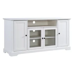 TV Stand For TV Up To 65in With 2 Tempered Glass Doors, Adjustable Panels Open Style Cabinet, Sideboard-ModernLuxe