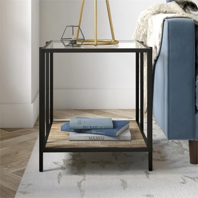 Black Bronze Side Table With Limed Oak Shelf - Henn&Hart 8 Black Bronze Side Table With Limed Oak Shelf - Henn&Hart - Image 8