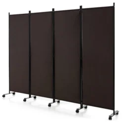 Costway 4-Panel Folding Room Divider 6FT Rolling Privacy Screen With Lockable Wheels Black/Brown/Grey/White -Baxton Studio Shop GUEST bd12f81b c5b2 4c93 aaa9 11549902ed47