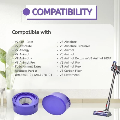 Nispira True HEPA Vacuum Filters Replacement Kit Compatible With Dyson V7 V8 Animal And Absolute Vacuum, Compare To Part #967478-01, 2 Packs 2 Nispira True HEPA Vacuum Filters Replacement Kit Compatible With Dyson V7 V8 Animal And Absolute Vacuum, Compare To Part #967478-01, 2 Packs - Image 2