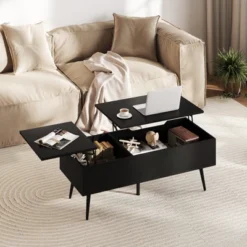 Tangkula Lift Top Coffee Table W/ Split Top & 2 Hidden Compartments Tapered Metal Legs -Baxton Studio Shop GUEST bd5932ed ba3c 4d6c 94f9 ef04baf88ba5