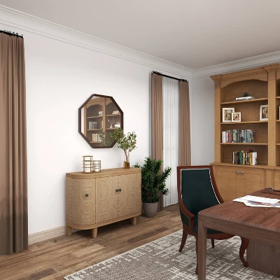 Traditional Carved Wood Curved Cabinet Brown - Olivia & May 15 Traditional Carved Wood Curved Cabinet Brown - Olivia & May - Image 15