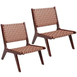 Costway Woven Leather Accent Chair Mid Century Rubber Wood Armless Side Chair 19 Costway Woven Leather Accent Chair Mid Century Rubber Wood Armless Side Chair -Baxton Studio Shop GUEST bd9ff540 8ea0 47e1 93ac 6ad636aa77c3