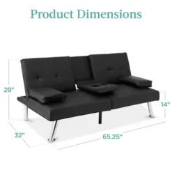 Best Choice Products Modern Faux Leather Convertible Futon Sofa W/ Removable Armrests, Metal Legs, 2 Cupholders -Baxton Studio Shop GUEST bdcedf31 fa4e 4cf5 ba09 7fd110803e1d