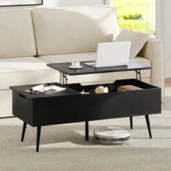 Costway Lift Top Coffee Table W/ Storage Multi-Functional Home Center Accent Table For Living Room Black