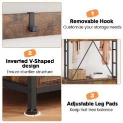 Garvee Hall Tree With Bench Coat Rack Freestanding 5 In 1 Industrial Shoe Bench With 3 Storage Cubbies And 8 Hooks Entryway Coat Rack, Brown 12 Garvee Hall Tree With Bench Coat Rack Freestanding 5 In 1 Industrial Shoe Bench With 3 Storage Cubbies And 8 Hooks Entryway Coat Rack, Brown -Baxton Studio Shop GUEST be3ccae2 f385 498b b6ac 91a4c63de04a