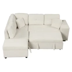 87.7" Convertible Pull Out Sleeper Sofa Bed With Storage Ottoman, 2 Stools, Wireless Charger And USB Ports 4M-ModernLuxe 22 87.7" Convertible Pull Out Sleeper Sofa Bed With Storage Ottoman, 2 Stools, Wireless Charger And USB Ports 4M-ModernLuxe -Baxton Studio Shop GUEST be65a2e7 7d5c 49bd b811 8250d0a08fb5