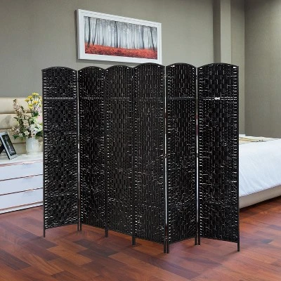 HOMCOM 6' Tall Wicker Weave 6 Panel Room Divider Privacy Screen 1 HOMCOM 6' Tall Wicker Weave 6 Panel Room Divider Privacy Screen