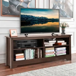 Costway 58'' TV Stand Entertainment Media Center Console Wood Storage Furniture Espresso -Baxton Studio Shop GUEST be739bb2 8501 45bb 9636 2b3f3d32142a